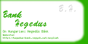 bank hegedus business card